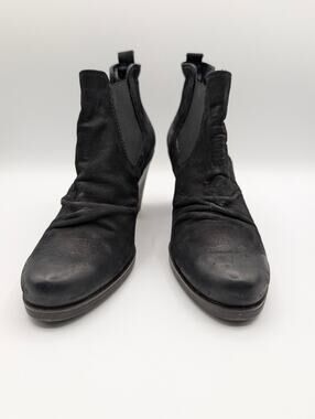 Paul Green Jano Black Leather Chelsea Ruched Ankle Boots 5.5